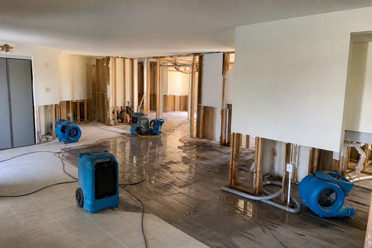 Multi-unit water damage — burst supply line — during