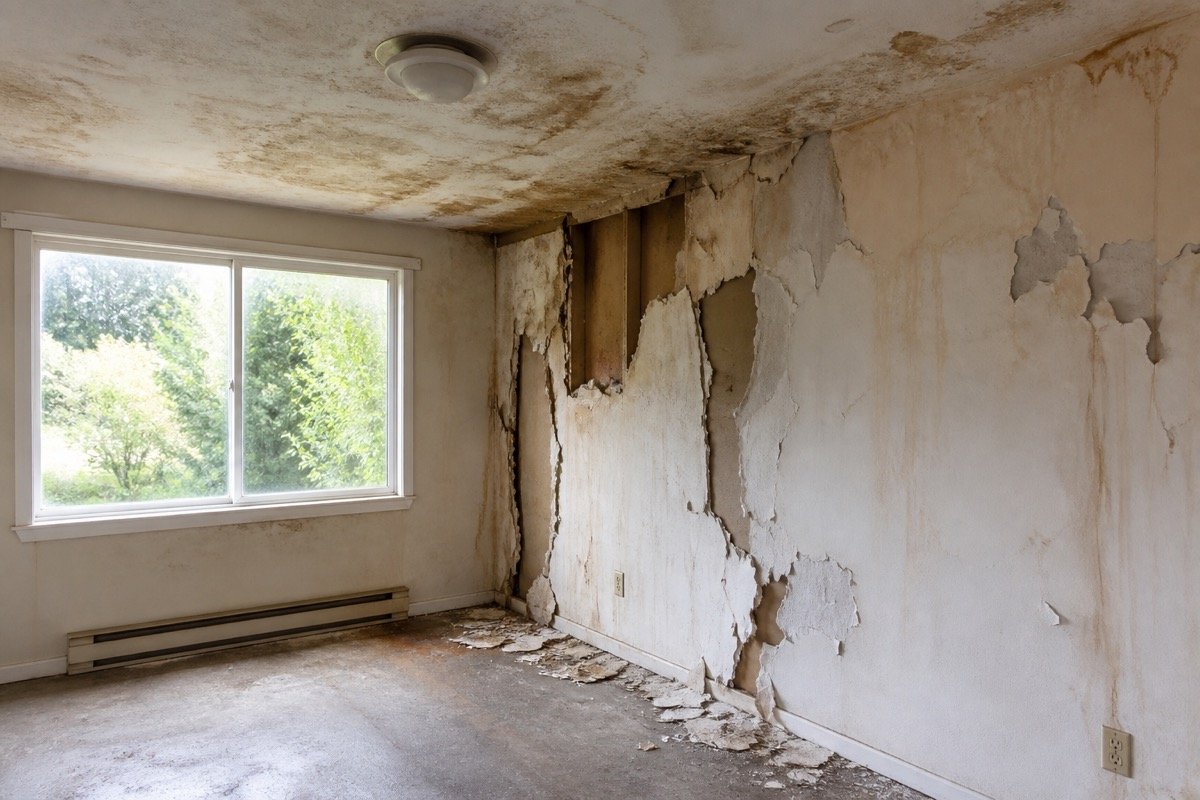 Water damage drywall replacement — single-family home — before
