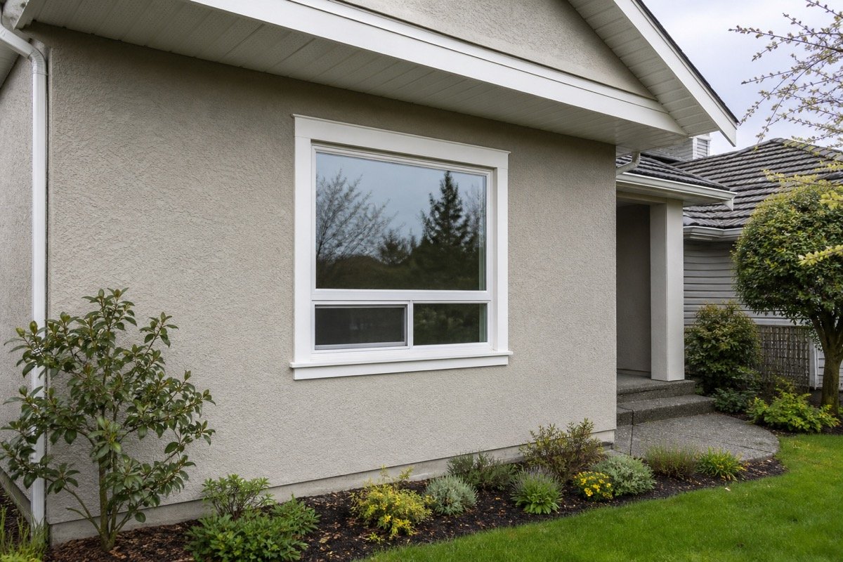 Repaired stucco and window flashing on a single-family home in Richmond