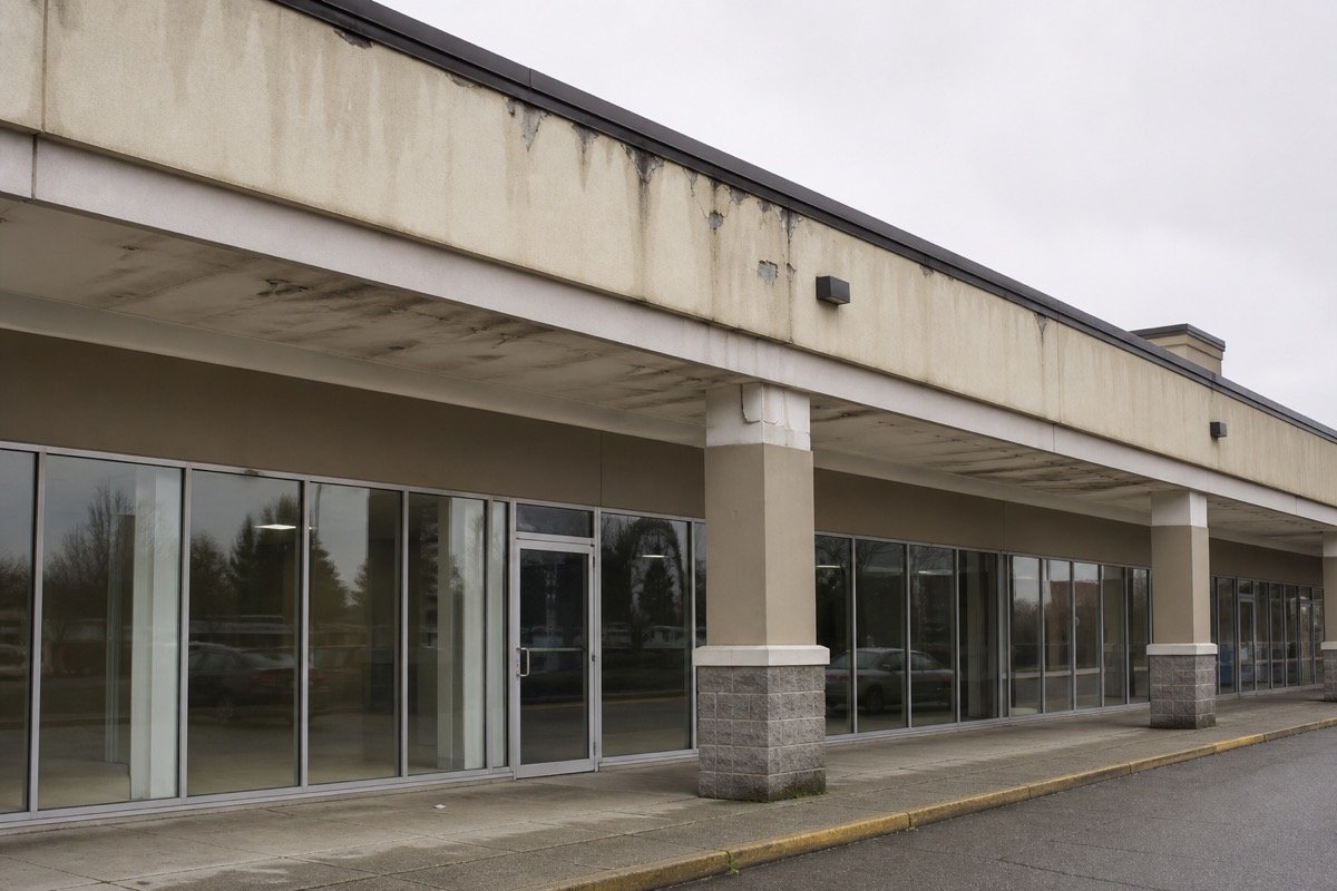 Retail strip mall envelope waterproofing — before