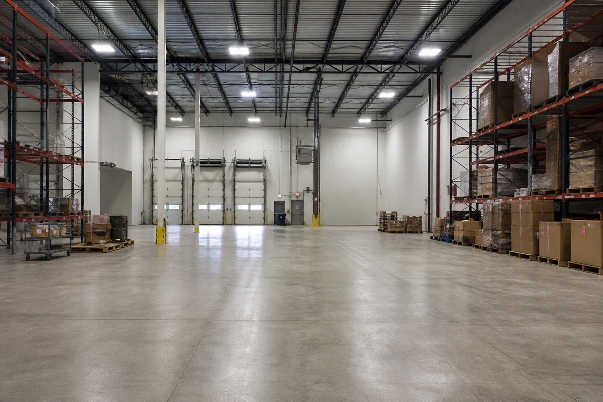 Warehouse restoration after sprinkler discharge — completed