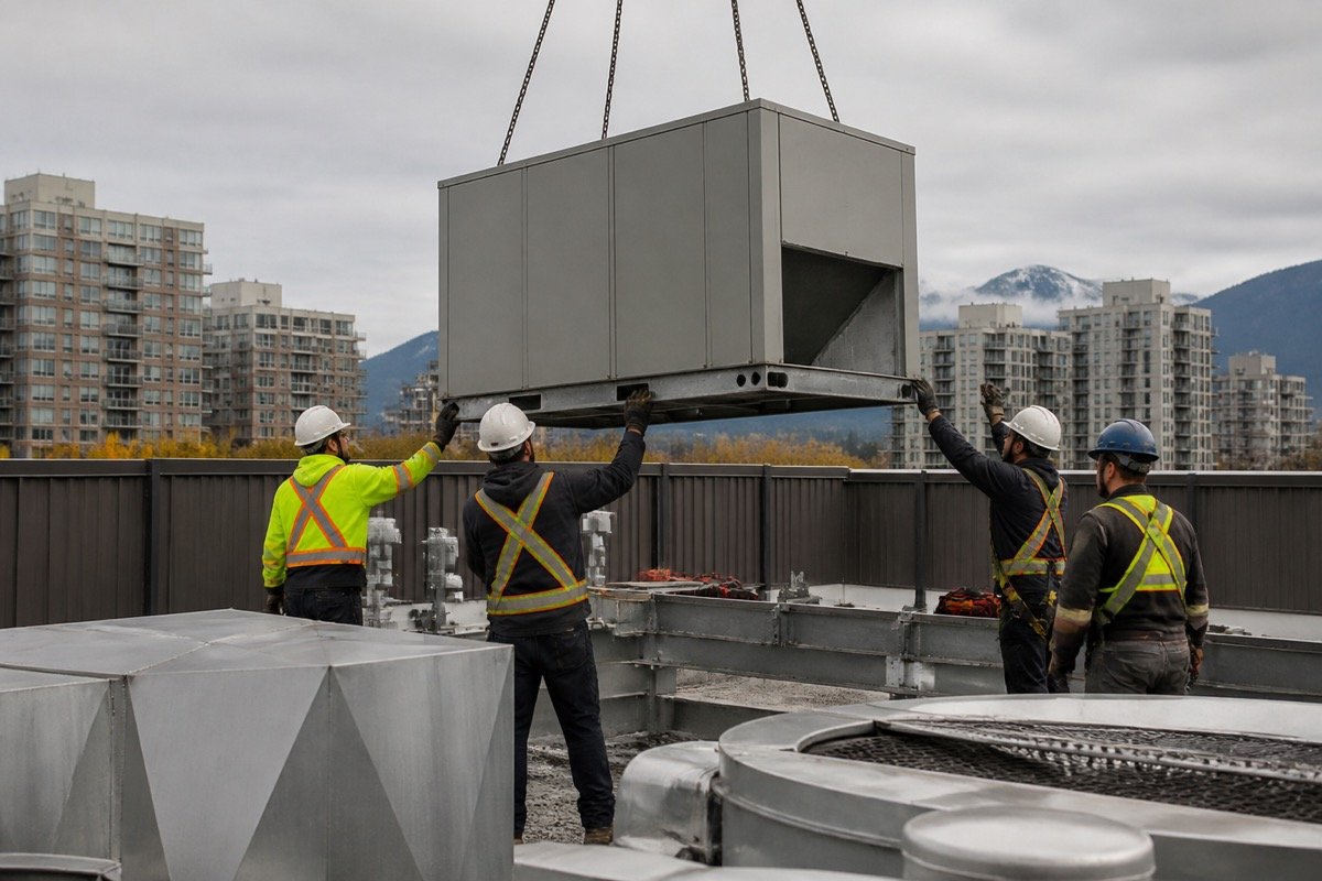 Rooftop unit replacement — office building — during