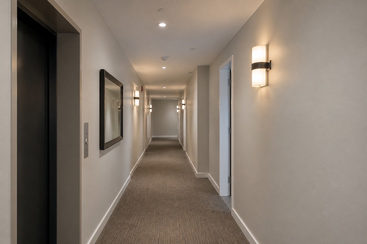 Common area drywall repair after flood — after