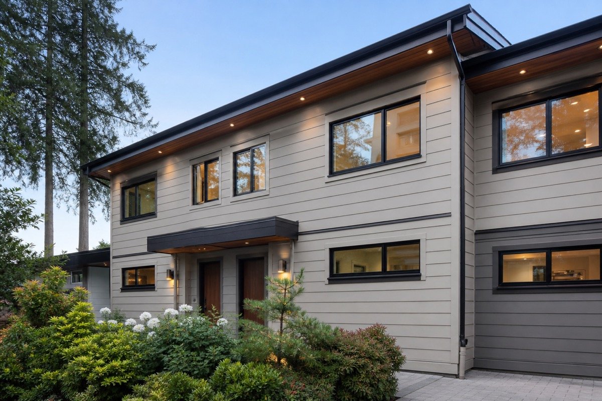Rainscreen upgrade — 12-unit townhouse complex — after